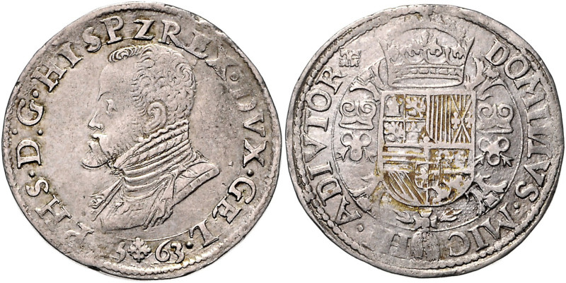 NIEDERLANDE / GELDERLAND, Philipp II., 1555-1598, 1/2 Philippstaler 1563. 16,59g...