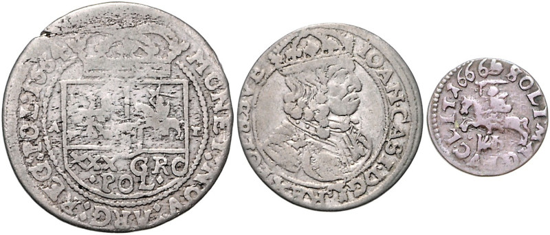 POLEN, Johann II. Kasimir, 1648-1668, Gulden =XXX Groschen 1664 AT. 5,96g; 6 Gro...