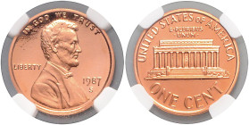 VEREINIGTE STAATEN VON AMERIKA, Cent 1987-S, San Francisco.
Prachtex., NGC PF-70 RD Ultra Cameo