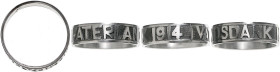 ERSTER WELTKRIEG, Silberner Fingerring mit Aufschrift: VATERLANDS DANK 1914. 2,85g; 22mm außen, 19,5mm innen.
vz