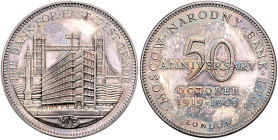 INDUSTRIE UND HANDWERK, RUSSLAND, Silbermed. 1969 von G.A. Holman a.d. 50. Jahrestag der Eröffnung "the Moscow Narodny Bank Ltd., London". Ansicht der...