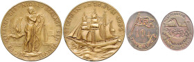 SCHIFFFAHRT, WEIMARER REPUBLIK, 1919-1933, Bronzegussmed. 1932 von K.Goetz a.d. Gedenken des gesunkenen Segelschiffes "Niobe" vor Fehmarn. Trauernde w...