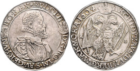 HAUS HABSBURG, Rudolph II., 1576-1612, Reichstaler 1604 KB, Kremnitz. 28,22g.
ss+
Dav.3013, Husz.1030