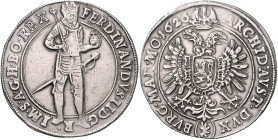 HAUS HABSBURG, Ferdinand II., 1619-1637, Reichstaler 1626, Joachimstal. Kaiser r. stehend, hält Zepter und Reichsapfel. Rs.Gekrönter Doppeladler. 29,1...