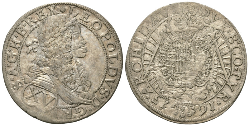 HAUS HABSBURG, Leopold I., 1657-1705, 15 Kreuzer 1675, Wien. 4,80g.
ss-vz
Her....