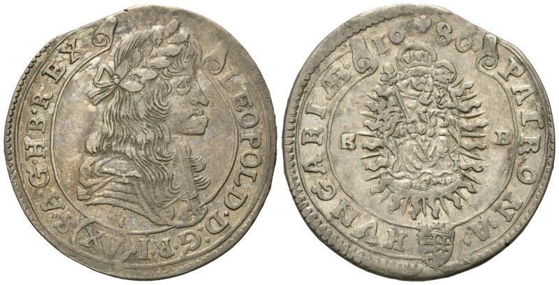 HAUS HABSBURG, Leopold I., 1657-1705, 15 Kreuzer 1680 KB, Kremnitz. 4,64g.
Rs.k...