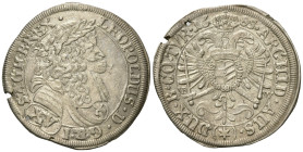 HAUS HABSBURG, Leopold I., 1657-1705, 15 Kreuzer 1685 KB, Mainz. 4,47g.
gelocht, Sf.a.Rd., ss-vz
Her.1108