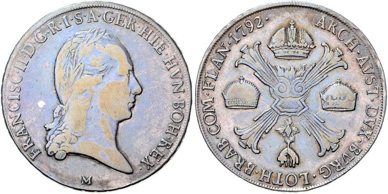 HAUS HABSBURG, Franz II. (I.), 1792-1835, Kronentaler 1792 M, Mailand. 29,28g.
...