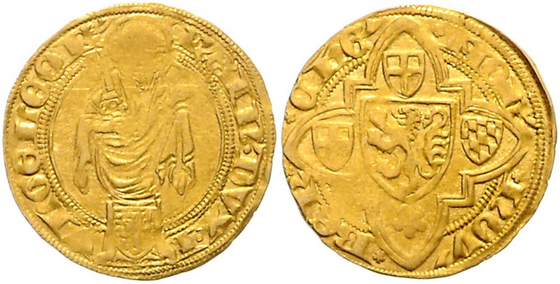 JÜLICH, Reinald, 1402-1423, Goldgulden o.J. (um 1423), Bergheim. Stehender St. P...