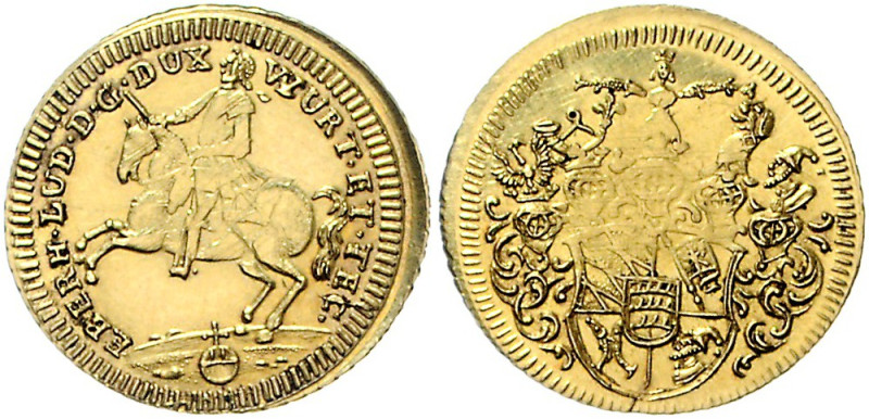 WÜRTTEMBERG, Eberhard Ludwig, 1693-1733, Goldgulden o.J. (1710) a.d. Ernennung d...