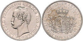 ANHALT-DESSAU, Leopold Friedrich, 1817-1871, Vereinstaler 1863 A. Vereinigtes Herzogtum.
vz/st
AKS 35, T.11, Dav.510
