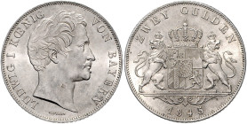 BAYERN, Ludwig I., 1825-1848, Doppelgulden 1845.
st
AKS 77, T.89, Dav.594