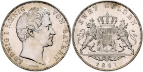 BAYERN, Ludwig I., 1825-1848, Doppelgulden 1847.
f.st/Erstabschlag
AKS 77, T.89, Dav.594