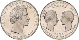BAYERN, Ludwig I., 1825-1848, Geschichtstaler 1826. Reichenbach / Fraunhofer.
st
AKS 114, T.51, Dav.558
