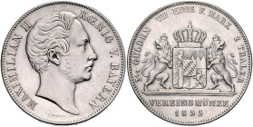 BAYERN, Maximilian II., 1848-1864, Doppeltaler 1855.
ss/vz
AKS 146, T.91, Dav.601
