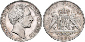BAYERN, Maximilian II., 1848-1864, Doppelgulden 1855.
vz/st
AKS 150, T.90
