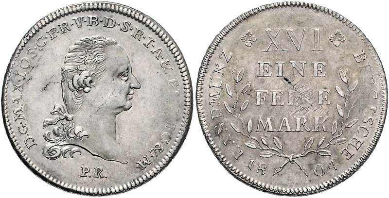 BERG, Maximilian IV. Joseph, 1799-1806, Taler 1804.
vz/st, Variante des Zopfes...