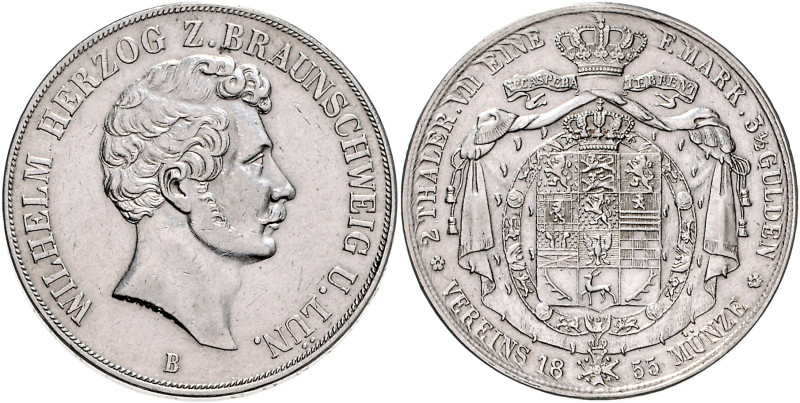 BRAUNSCHWEIG-LÜNEBURG, Wilhelm, 1831-1884, Doppeltaler 1855 B.
vz
AKS 73, T.11...