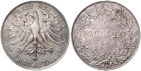 FRANKFURT, Freie Stadt, 1815-1866, Gulden 1844. 10,61g.
vz/st
AKS 12, J.27