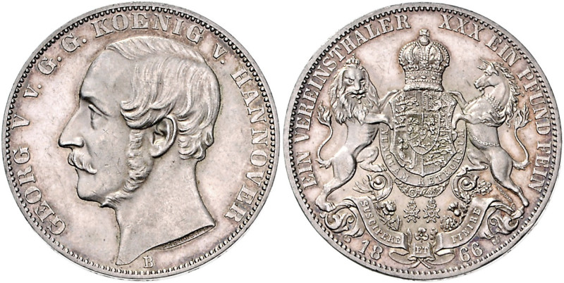 HANNOVER, Georg V., 1851-1866, Taler 1866 B.
st
AKS 144, T.174, Dav.682