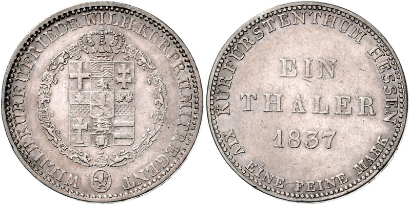 HESSEN-KASSEL, Wilhelm II. und Friedrich Wilhelm, 1831-1847, Taler 1837.
ss/vz...