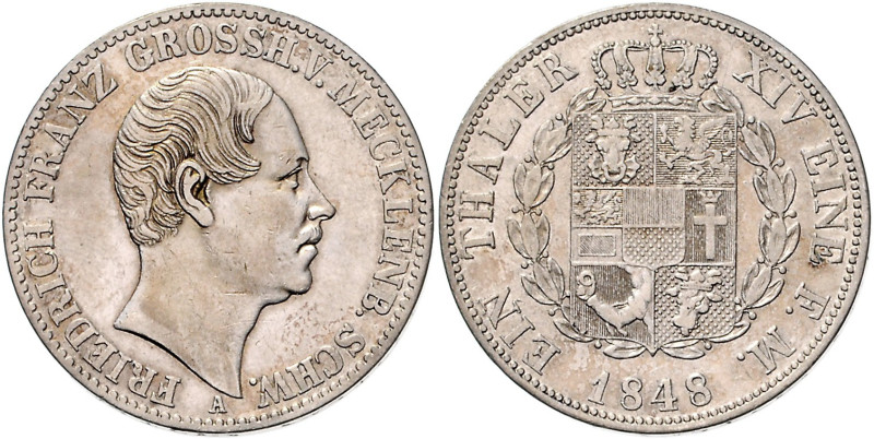 MECKLENBURG-SCHWERIN, Friedrich Franz II., 1842-1883, Taler 1848 A.
ss/vz
AKS ...