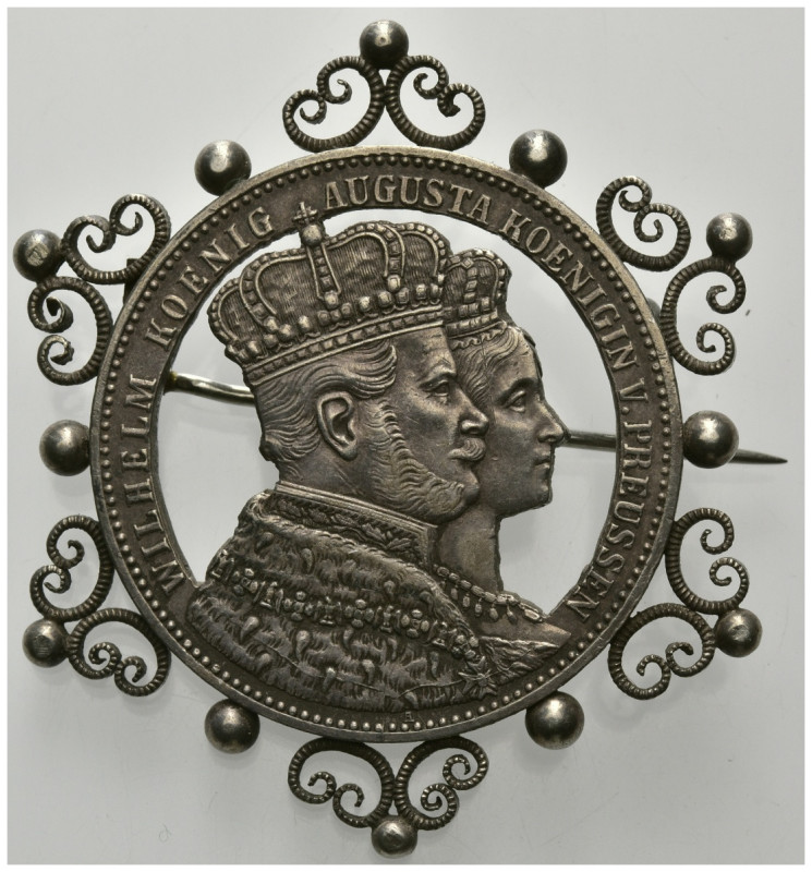 PREUSSEN, Wilhelm I., 1861-1888, Vereinstaler 1861 A. Krönungstaler. Im Feld aus...