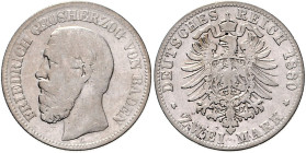BADEN, Friedrich I., 1856-1907, 2 Mark 1880 G.
ss
J.26