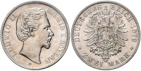 BAYERN, Ludwig II., 1864-1886, 2 Mark 1876 D.
vz+
J.41