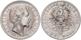 BAYERN, Ludwig II., 1864-1886, 2 Mark 1880 D.
ss/vz
J.41