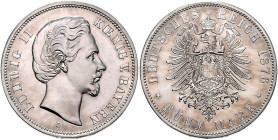 BAYERN, Ludwig II., 1864-1886, 5 Mark 1876 D.
f.st
J.42