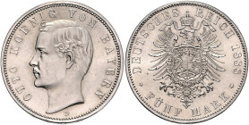 BAYERN, Otto, 1886-1913, 5 Mark 1888 D.
st fein
J.44