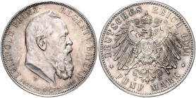BAYERN, Luitpold, 1886-1912, 5 Mark 1911 D. 90.Geburtstag.
st
J.50