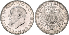 BAYERN, Ludwig III., 1913-1918, 3 Mark 1914 D.
kl.Kr., f.st
J.52