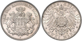 HAMBURG, Freie und Hansestadt, 2 Mark 1912 J.
Rdf., f.st/st
J.63