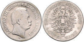 HESSEN, Ludwig III., 1848-1877, 2 Mark 1877 H.
ss
J.66
