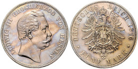 HESSEN, Ludwig III., 1848-1877, 5 Mark 1876 H.
vz/st
J.67