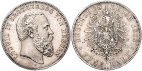 HESSEN, Ludwig IV., 1877-1892, 5 Mark 1888 A.
f.vz
J.69