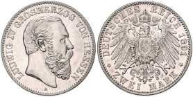 HESSEN, Ludwig IV., 1877-1892, 2 Mark 1891 A.
f.st
J.70