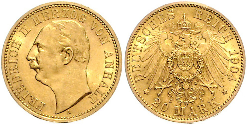 ANHALT, Friedrich II., 1904-1918, 20 Mark 1904 A.
st
J.182