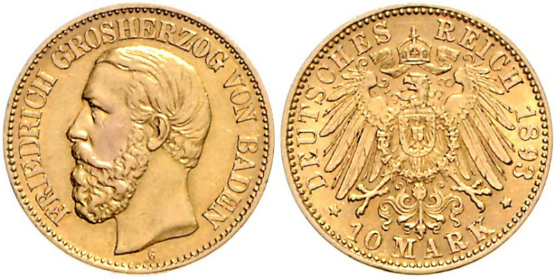 BADEN, Friedrich I., 1852-1907, 10 Mark 1898 G.
Ware ist regelbesteuert
standa...