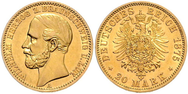 BRAUNSCHWEIG-LÜNEBURG, Wilhelm, 1830-1884, 20 Mark 1875 A.
st
J.203