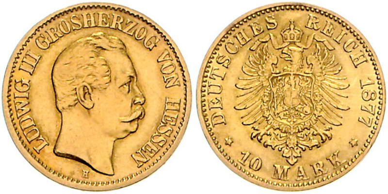 HESSEN, Ludwig III., 1848-1877, 10 Mark 1877 H.
f.st
J.216