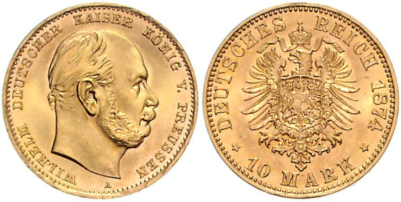 PREUSSEN, Wilhelm I., 1861-1888, 10 Mark 1874 A.
st fein
J.245