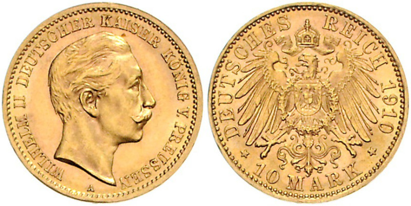 PREUSSEN, Wilhelm II., 1888-1918, 10 Mark 1910 A.
st
J.251