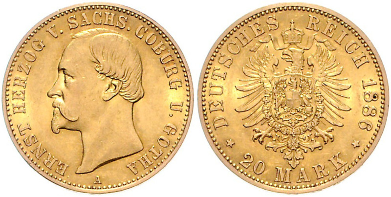 SACHSEN-COBURG-GOTHA, Ernst II., 1844-1893, 20 Mark 1886 A.
st
J.271