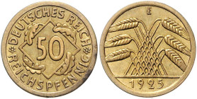 WEIMARER REPUBLIK, 1919-1933, 50 Reichspfennig 1925 E.
vz/st
J.318