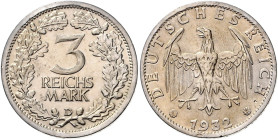 WEIMARER REPUBLIK, 1919-1933, 3 Reichsmark 1932 D.
f.st
J.349