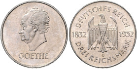 WEIMARER REPUBLIK, 1919-1933, 3 Reichsmark 1932 G. Goethe.
st fein
J.350