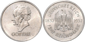 WEIMARER REPUBLIK, 1919-1933, 5 Reichsmark 1932 A. Goethe.
st
J.351